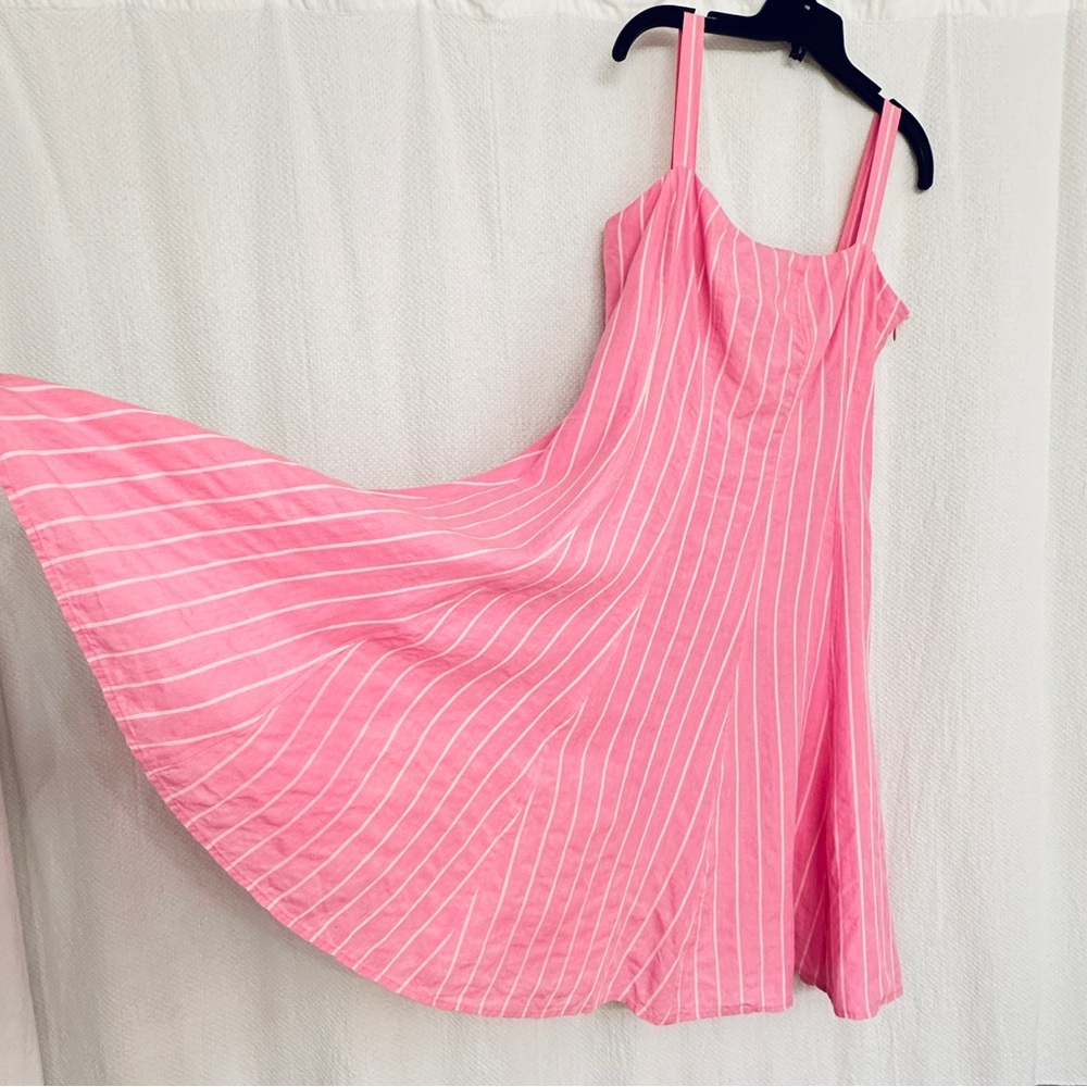 Ralph Lauren 100% Linen Pink and White Striped Dress, size 12